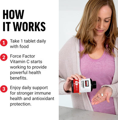 Force Factor Vitamin C 1000mg Immune Support Supplement Vitamin C Supplement Immunity Vitamins Plus Antioxidant Support Premium Quality Vegan 60 Vitamin C Tablets