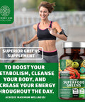 N1N Premium Organic Superfood Greens 28 Powerful Ingredients Natural Fruit and Veggie Supplement with Alfalfa Beet Root and Ginger to Boost Energy Immunity and Gut Health Made in USA 60 Ct