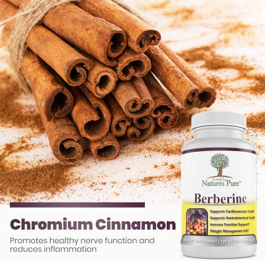Simply Natures Pure Premium Berberine HCl 500mg - 120 Capsules Cardiovascular Gastrointestinal Immune Support Chromium Cinnamon