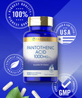 Carlyle Pantothenic Acid | 1000Mg | 100 Capsules | Essential B5 Vitamin | Non-Gmo, Gluten Free Supplement