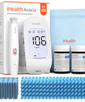Ihealth Acacia Blood Glucose Monitor Kit, 100 Glucometer Strips, 100 Lancets, 1 Blood Sugar Monitor, 1 Lancing Device, 1 Travel Bag, No Coding, Portable Diabetes Testing Kit, Blood Sugar Testing Kit