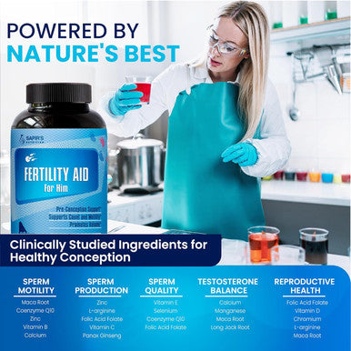 Male Fertility Supplement - Pre Conception For Him Boost Sperm Count, Motility Activator & Strength, Fertility Supplements For Men, Zinc, Folate Acid, Vitamins D,E.. Mens Prenatal Vitamins