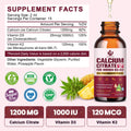 (2 Pack) Calcium Citrate with Vitamin D3 Liquid Drops for Women Bones Teeth Immune Support 1200mg Calcium Citrate Liquid Drops with Vitamin D3 K2 Vegan SugarFree 1 Fl Oz