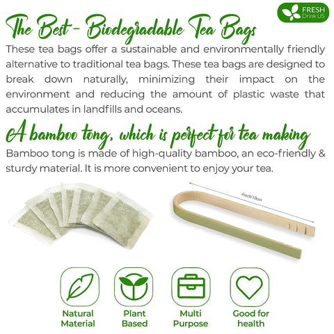 FreshDrinkUS, Premium 50 Mulberry Leaf Tea Bags, 100% Natural & Pure from Mulberry Leaves. Herbal Tea. Made with Natural Material Tea Bags. No Sugar, No Caffeine, No Gluten, Vegan.