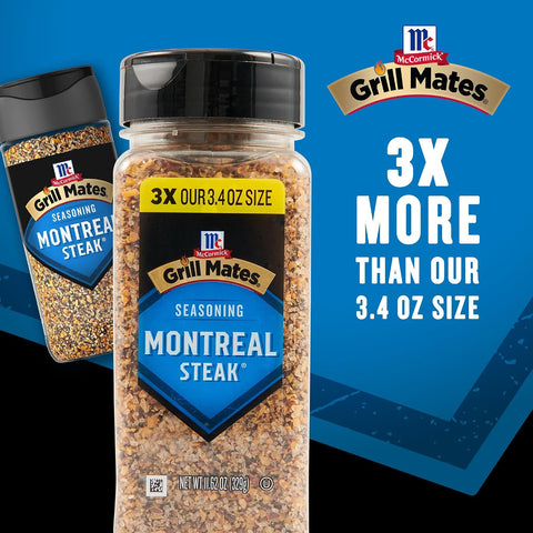 McCormick Grill Mates Seasoning, Montreal Steak, No MSG Added, Gluten Free, No Artificial Flavors, For Transforming Everyday Cuts of Meat and Vegetables into a Grilling Masterpiece, 11.62 oz