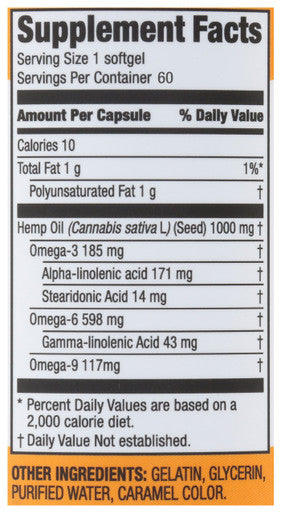 Manitoba Harvest Hemp Oil, 60 Softgel Capsules