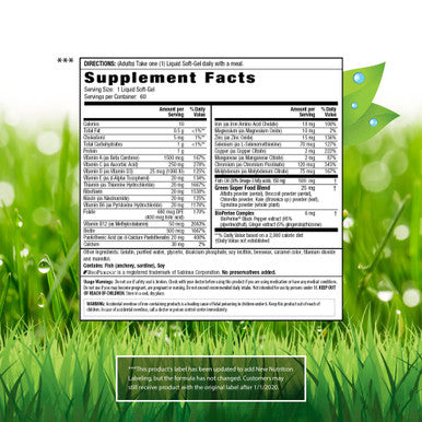 Irwin Naturals Only One Liquid-Gel Multi With Iron - 60 Liquid Soft-Gels Pack Of 2 - Omega-3 Oils Antioxidants & Green Super Foods - 120 Total Servings