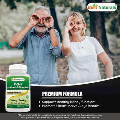 Best Naturals P5P Vitamin B6 (Pyridoxal 5 Phosphate) 100 mg/Serving - 120 Tablets - an Active Form of Vitamin B6.