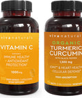 Viva Naturals Vitamin C 1000mg (250 Capsules) and Organic Turmeric Curcumin 1500mg (90 Tablets) Bundle