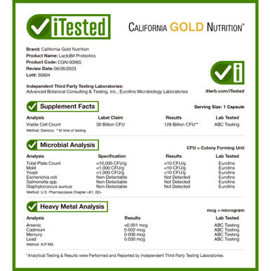 California Gold Nutrition Lactobif Probiotics, 30 Billion Cfu, 60 Veggie Capsules