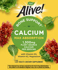 Natures Way Alive! Calcium Bone Support*, Max Absorption, Plant Source Calcium, 120 Tablets