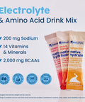 NativePath Native Hydrate Stick Packs with Electrolytes and Amino Acids Variety Pack Mixed Berry Peach Mango Tangerine 30 Servings