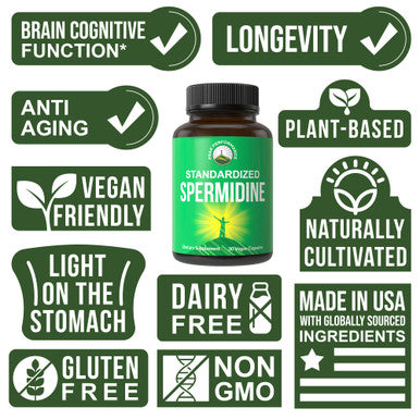 Spermidine Supplement Ultra High Strength Standardized To 99% Spermidine Trihydrochloride. More Potent Than Wheat Germ Extract