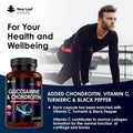 New Leaf Products Glucosamine and Chondroitin High Strength - Enriched With Turmeric And Vitamin C - Glucosamine Sulphate Chondroitin Sulphate Food Supplement - Contributes To The Normal Function of Bones 365 Capsules