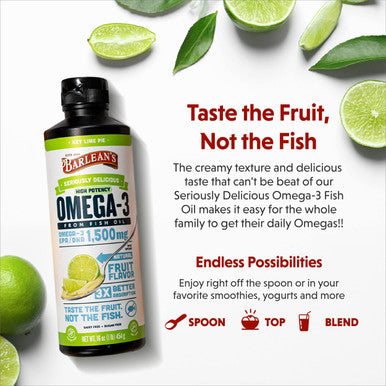 Barlean's Seriously Delicious Omega-3 High Potency Fish Oil Key Lime Pie 8-Oz