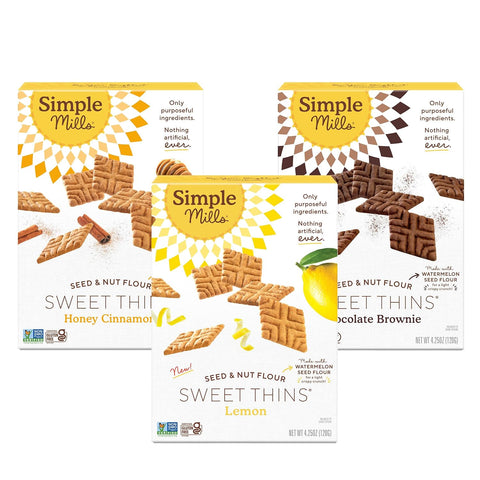 Simple Mills Honey Cinnamon Seed & Nut Flour Sweet Thins, Paleo Friendly & Delicious Sweet Thin Cookies, Good for Snacks, Nutrient Dense, 4.25 oz, 3 Count