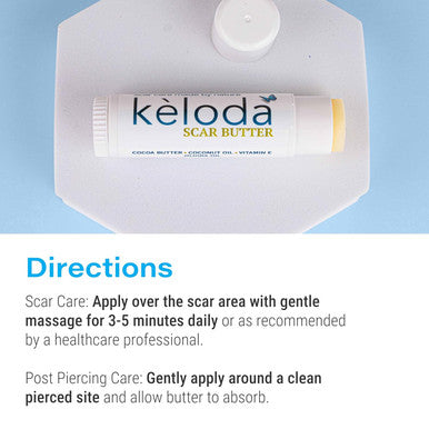 Keloid Scar Care Butter Stick, Scars & Keloids Treatment Balm, For Surgical Scars & Keloids From Piercings, Stretch Marks, Acne, With Anti-Scar Cocoa, Shea Butter, Coconut, & Jojoba Oils