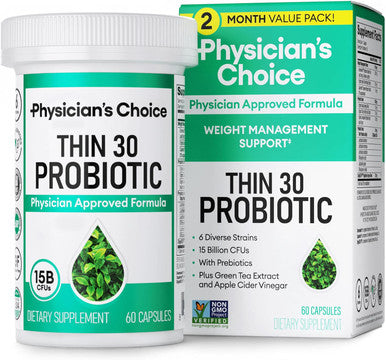 Physician'S Choice - Beat Bloat + Support Weight Management Bundle: Digestive Enzymes 180ct + Thin-30 Probiotic 60ct - Value Pack