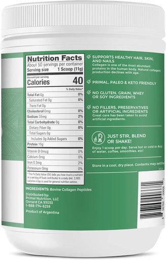 Primal Kitchen Collagen Peptides Unflavored Collagen Powder 1.2 Pounds & Orgain Organic Greens Powder + 50 Superfoods Berry - 1 Billion Probiotics For Gut Health