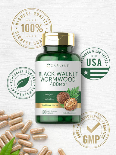 Carlyle Black Walnut Wormwood | 120 Capsules | Herbal Complex | Non-GMO Gluten