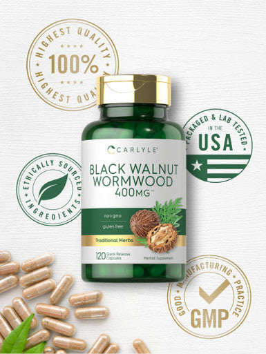 Black Walnut Wormwood | 120 Capsules | Herbal Complex | Non-Gmo, Gluten Free | By Carlyle