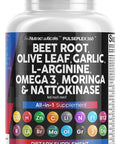Beet Root Capsules 6000Mg Olive Leaf 6000Mg Nattokinase 4000 Fu Garlic Extract 2000Mg L-Arginine 400Mg Omega 3 Red Yeast Rice