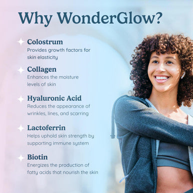 Wondercow Hair Skin And Nails Vitamins W/Bovine Colostrum Collagen Hyaluronic Acid 30 Servings