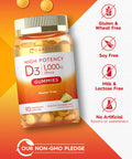 Carlyle Vitamin D3 1000Iu Gummies | 90 Count | Vegetarian, Non-Gmo, And Gluten Free Vitamin D Supplement | Natural Pineapple