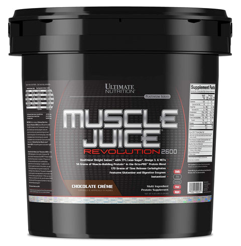 Ultimate Nutrition Muscle Juice 2600 Revolution Weight Gain Drink Mix - Mass Gainer Workout Powder Supplement For Lean Muscle Growth & Recovery With 56G Protein Blend - Chocolate 11.105Lb