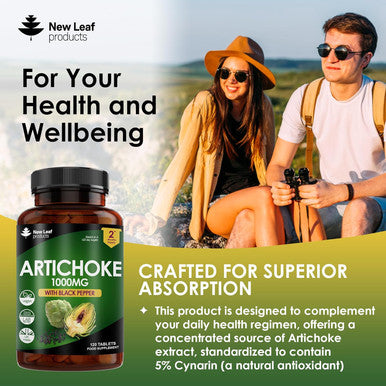 Artichoke Extract Tablets - 120 High Strength Artichoke Extract Tablets Enriched With Black Pepper - Artichoke Supplements No Inulin Or Leaf Fibre - 5% Cynarin - 1000Mg Artichoke Extract Made In Uk
