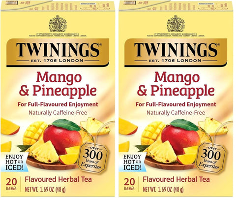 Twinings Lemon & Ginger, Caffeine-Free Herbal Tea Bags, 100 CT Box (1 Pack) | Spicy & Tangy, Ginger, Lemon Peel, Lemongrass, Blackberry Leaves, Soothe Digestion, 100 Foil Lined Individually Wrapped Bags