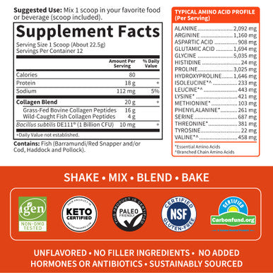 Garden of Life Marine & Grass-Fed Collagen Peptides Powder Supplement (Type I Iii) With Probiotics & Bcaas For Mobility Joint Health Hair Skin & Nails - Unflavored 20G Per Serving 12 Servings