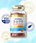 Carlyle Omega 3 6 7 9 Gummies | 120 Count | Vegan Plant Sourced Supplement | Peach Flavor