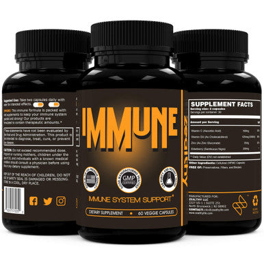 Zealthy Immune Booster Supplement. Best Immunity System Support Pills with Elderberry, Vitamin C, Zinc, and Vitamin D3. Daily Defense Multi-Vitamins Antioxidant Boost Pill for Men & Women (60 Ct)