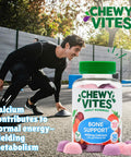 Chewy Vites Adult Bone Support 50 Vitamin Gummies 400mg Calcium Gummies with 20 mcg Vitamin D3 for Bones Teeth & Muscle Function 2-a-Day Vegan Mix of Wild Cherry and Strawberry Flavour