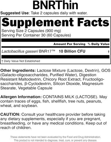 Acebiome BNRThin Probiotic Weight Management Lactobacillus gasseri BNR17 10 Billion CFU d Digestive Health 60 Capsules x6packs