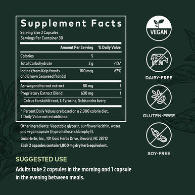 Gaia Herbs Thyroid Support Liquid Phyto Capsules, 60 Vegetarian Capsules
