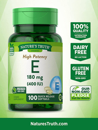 Nature's Truth Vitamin E Capsules 400 IU 100 Softgels Non-GMO and Gluten