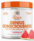 Genius Consciousness, Super Nootropic Brain Supplement Powder, Watermelon - Boost Focus, Cognitive Function, Concentration & Memory Booster - Alpha GPC & Lions Mane Mushroom for Neuro Energy & IQ