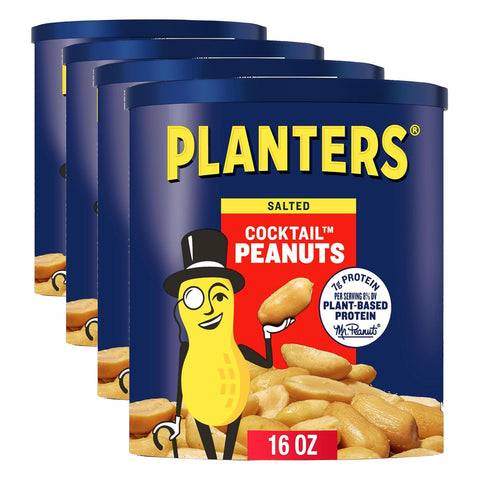 PLANTERS Lightly Salted Peanuts, Plant Based Protein Snacks, 16 Oz (1 Ct)