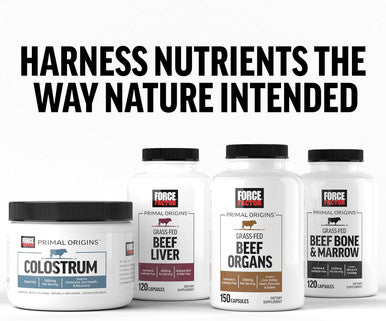 Force Factor Primal Origins Beef Bone and Marrow Cartilage Supplement Made with Pasture-Raised Grass Fed Zealand Beef Hormone Non-GMO 120 Capsules