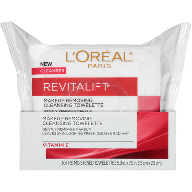 L'Oreal Paris Revitalift Makeup Removing Wipes With Vitamin E Face Cleansing Towelettes 30 Count