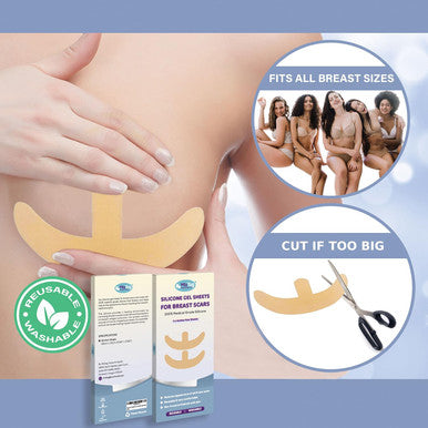 Breast Augmentation Post Surgery Supplies- Silicone Scar Sheets For Breast Surgical Scars-Breast Reduction Recovery Supplies After Surgery Needs- Comfortable Under Post Op Bra