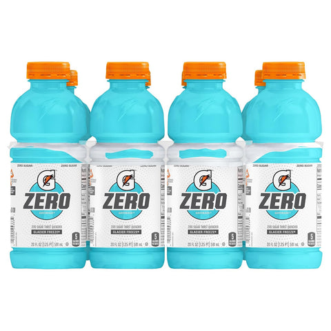 Gatorade Zero Sugar Thirst Quencher Sports Drink Glacier Freeze 20 Ounce Bottles (Pack of 8)