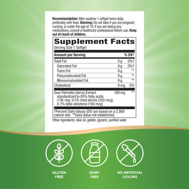 Nature'S Way Saw Palmetto 160 Mg Per Serving 60 Softgels