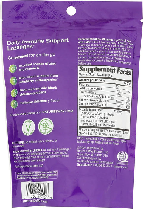 NatureS Way Sambucus Organic Zinc Lozenges Elderberry And Zinc Lozenges With Vitamin C Organic Berry Flavored 24 Lozenges