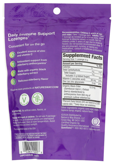 Nature'S Way Sambucus Organic Zinc Lozenges Elderberry And Zinc Lozenges With Vitamin C Certified Organic Berry Flavored 24 Lozenges