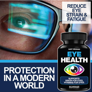 Saint Mingiano Eye Health & Vision Vitamins Supplement 60 Capsules - Supports Eye Strain, Dry Eyes, And Vision Health - Supports Vision, Ocular And Macular Health, Aids Blue Light Strain - 14 Active Ingredients.