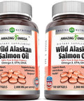 Amazing Nutrition Omega Wild Alaskan Salmon Oil 2000mg Per Serving Softgels Supplement (180 | 2 Pack)
