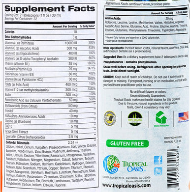 Tropical Oasis Tropical Plus Mega Multiple Vitamn Mineral - 32 Fl Oz - 30 Day Supply - Gluten Free
